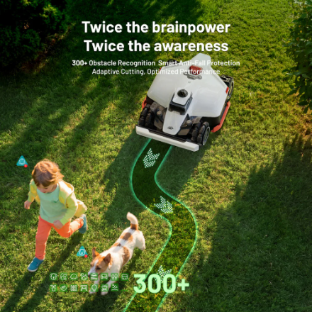 Mammotion LUBA 3 AWD 1500 Robot Lawn Mower, 0.37Acres,360° LiDAR+Dual-Cam AI Vision, 80% Slopes,1.0-2.7in Cut